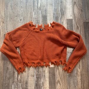 Hera Collection Frayed Hem Cropped Sweater